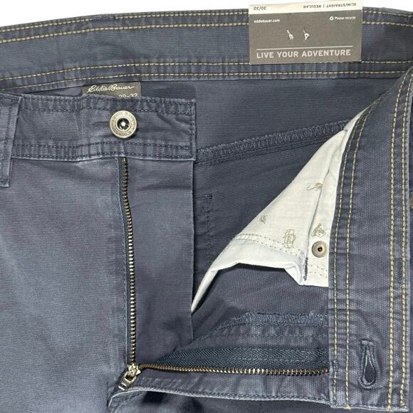 Eddie Bauer Men’s Slim Straight Flex Diamond Dobby Pants 30x32 Blue - Picture 7 of 8